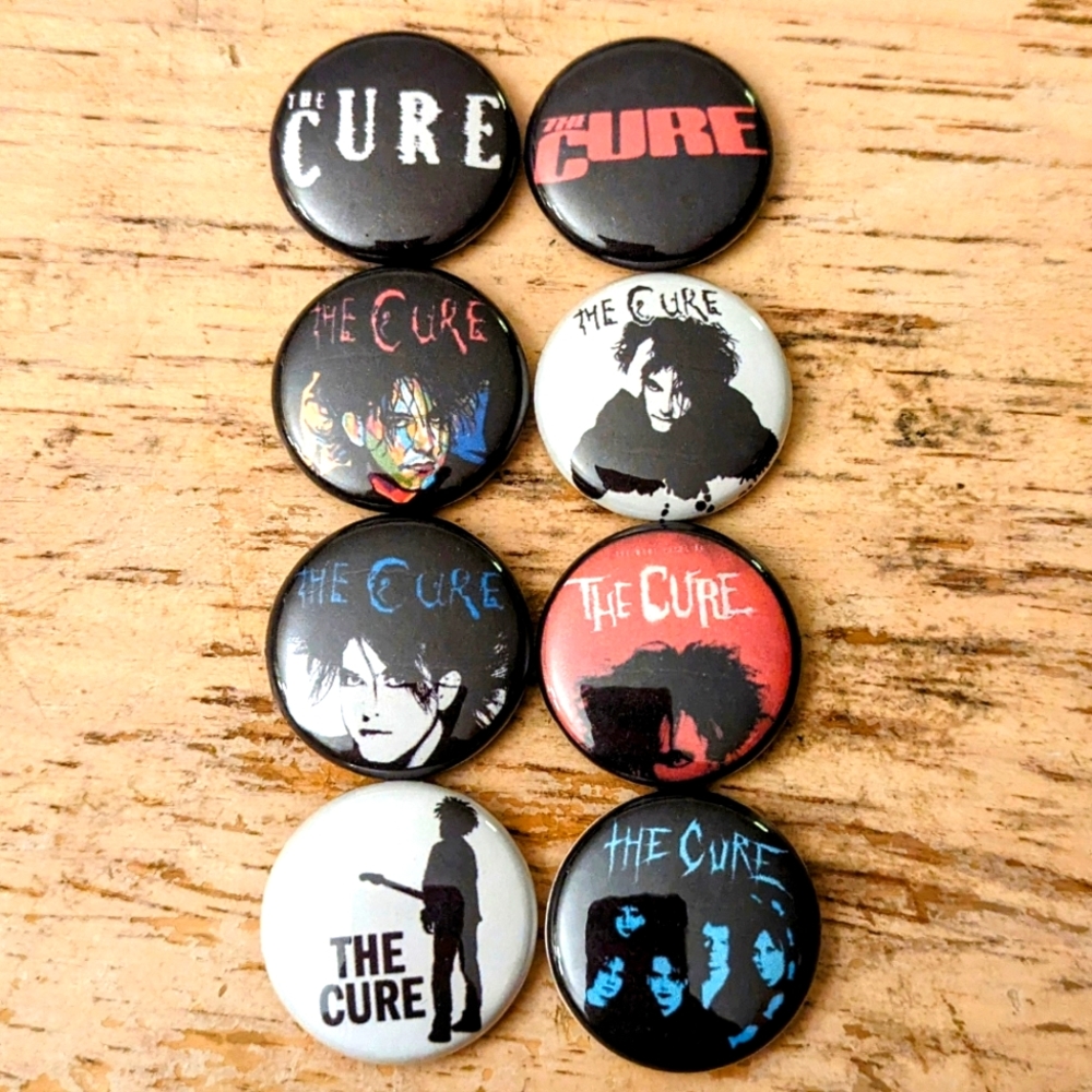 The Cure Robert Smith 1 inch set of 8 pinback buttons